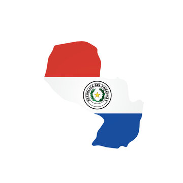 Paraguay - country map silhouette filled with national flag. Simple flat vector illustration.