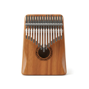 Wooden Kalimba Thumb Piano with 17 Metal Keys Isolated on White Background