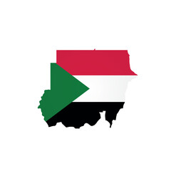 Obraz premium Sudan - country map silhouette filled with national flag. Simple flat vector illustration.