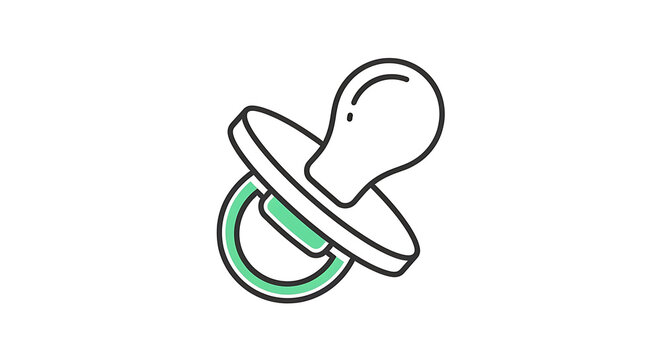 Minimalist Mint Green Baby Pacifier Vector Icon Illustration