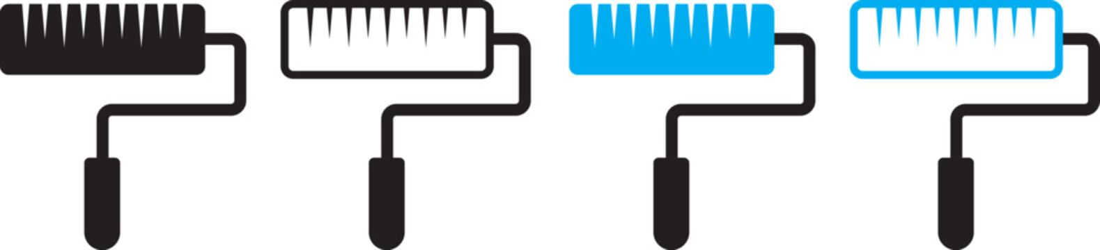 Paint brush vector icon. Paint roller icon. Artist or painter tool. Paint roller icons. Art and painting tool design. Set of paint brushes