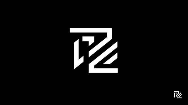 Modern Abstract RZ Monogram Logo Design with Geometric Lines on Black Background, White Lettermark Icon Concept