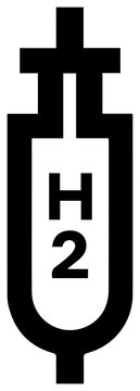 Solid black filled icon of a sweetening unit for h2s removal chemical symbol graphic