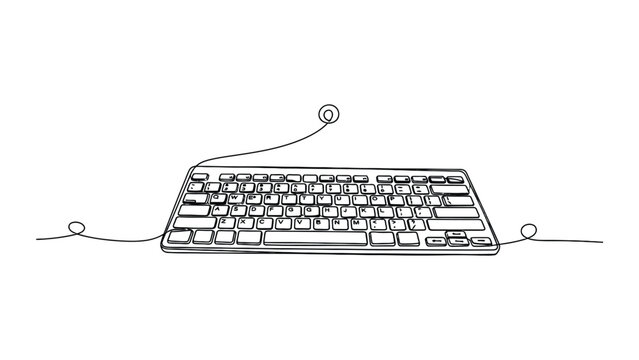 Continuous line drawing of a computer keyboard.