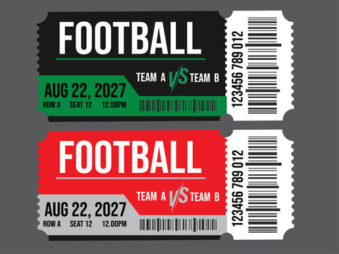 Football tickets, sports event tickets, ticket stubs, football game tickets, sports tickets vector design 