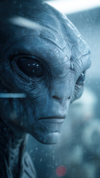 A Grey Alien is Seen in a Containment Cell Under Military Supervision