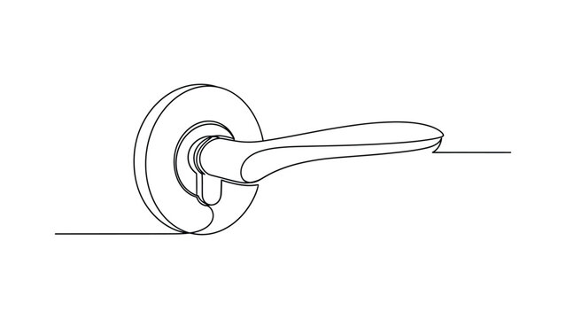 Continuous one line drawing of a modern door handle.