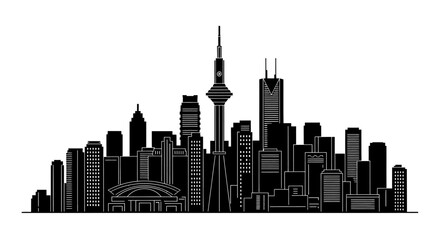 Fototapeta premium Auckland skyline silhouette with modern skyscrapers, urban travel icon