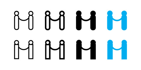 Set of stanchion icons, vector illustration of rope barrier symbols in different styles © mostafizur9334