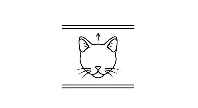Cat Face Icon with Up Arrow Between Parallel Lines