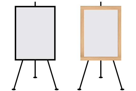 Realistic blank flip chart on tripod easel stand isolated transparent office presentation board.