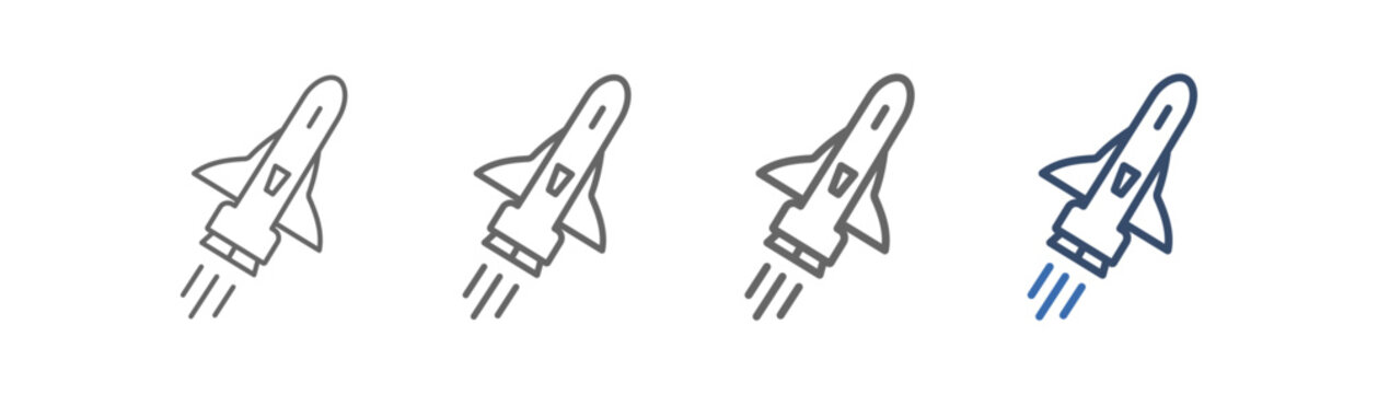 
outline icon set launch with rocket launching design