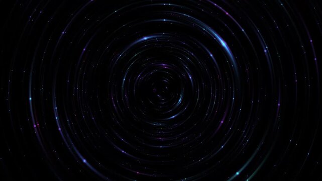 Neon pink pulsing radio waves animation on black background, Neon pink vault opens with glowing circular light rings, Abstract blue circle surrounded by glowing pink, blue and green energy waves