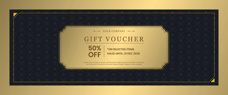 Luxury gift card template. Premium loyalty card for business. Gift voucher template for promotion.