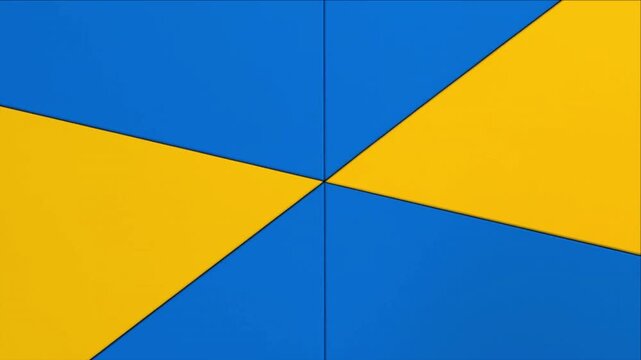 課題解決と相乗効果を表現する青と黄色のパズルブロック結合プロセス背景ビデオ