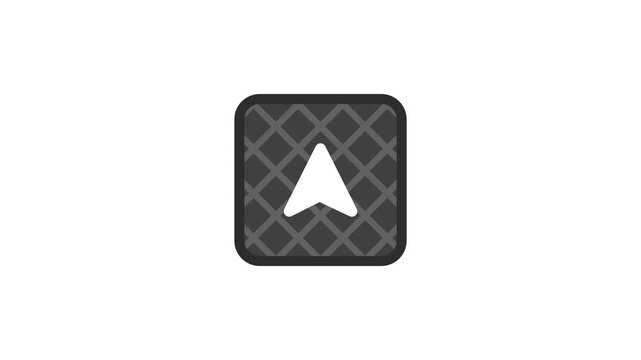 A sleek black square icon featuring a white navigation arrow pointing upward representing a GPS or turn-by-turn map navigation application