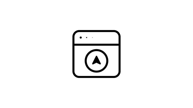 A minimal browser window icon with a circular refresh or update arrow symbol representing a system or application update notification interface