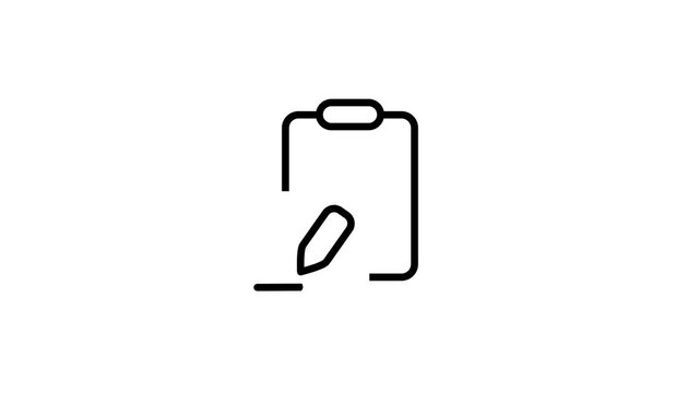A clean line icon of a clipboard with a pencil or pen indicating document editing note writing or task annotation functionality in an application