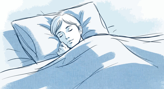 Woman Sleeping Peacefully in Bed.