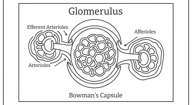 Glomerulus and Bowman's Capsule: Kidney Filtration Unit Diagram