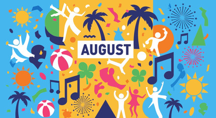 Obraz premium Colorful August Summer Celebration Party Background
