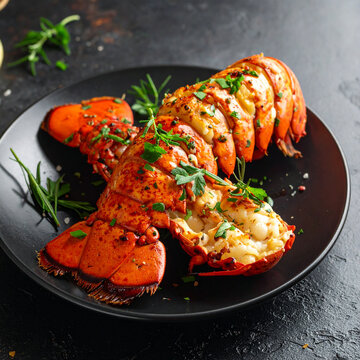 Delicious grilled lobster tail dinner