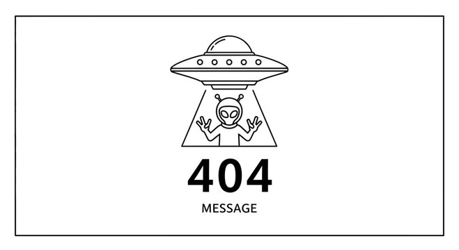 404 Error Message with Alien Abduction by UFO, Page Not Found Concept