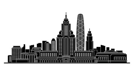 Fototapeta premium Oklahoma City Skyline Silhouette Vector Illustration