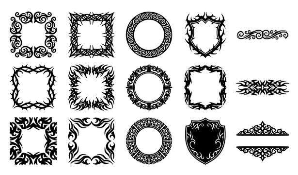 Black ornate frame and border design elements