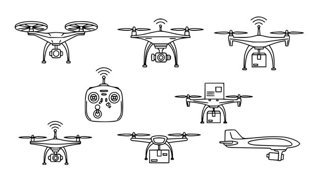 Drone collection sketch remote control quadcopters and aerial vehicles