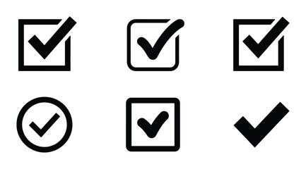Checkmark Icons Set, Tick Mark Symbols, Simple Approved Graphics, Vector Elements for Confirmation and Selection © fr