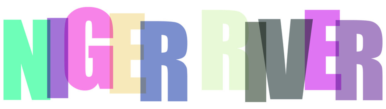 Colorful 3d text Niger River in multiple colors