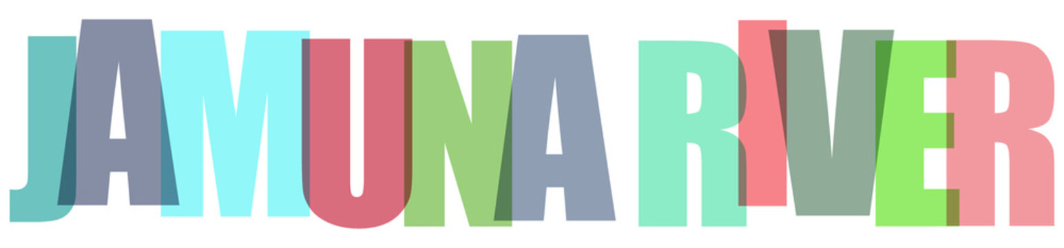 Colorful Jamuna River text with multicolored letters
