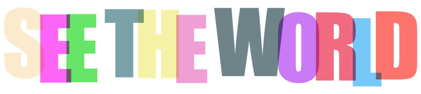 Colorful text saying see the word in multiple fonts