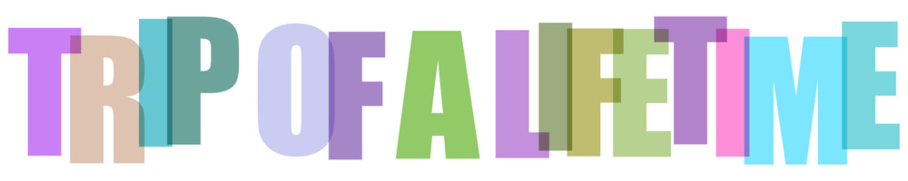 Colorful Trip of a Lifetime text graphic design