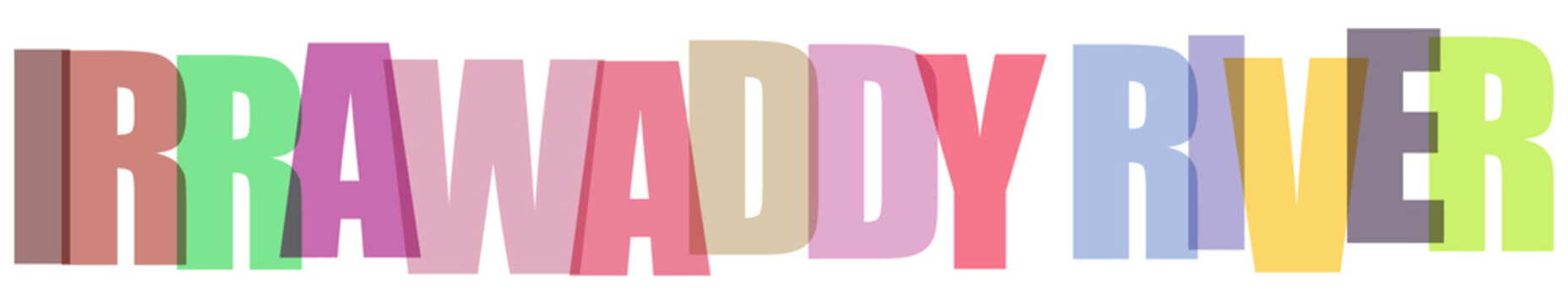 Irrawaddy River colorful 3D text graphic design element