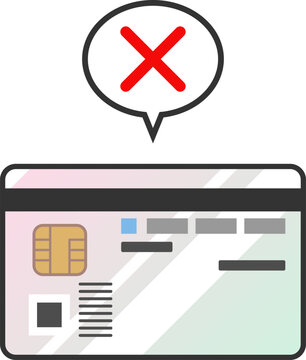 バツ印の吹き出し付きマイナンバーカードの裏面ベクターアイコン　日本の身分証・保険証のイラスト