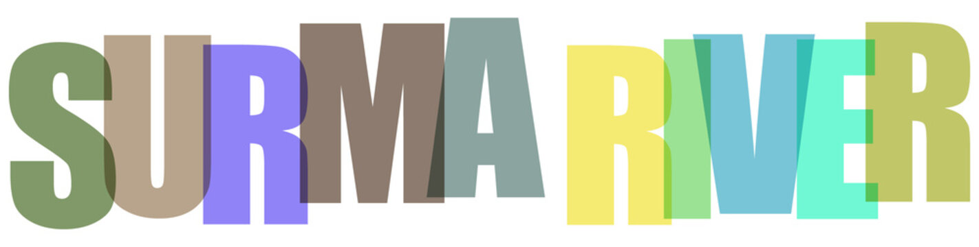 Multicolored text Surma River in large letters