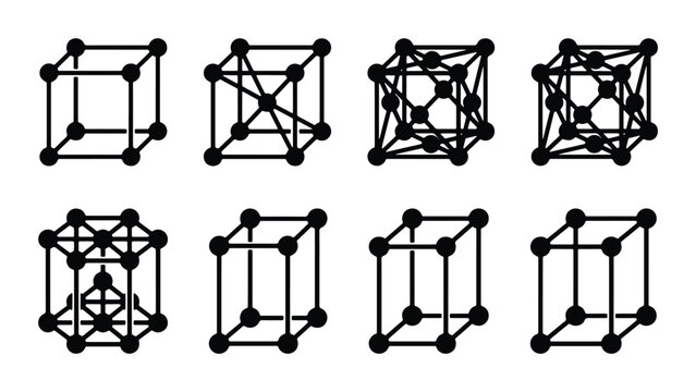 Crystal Lattice Structures, Atomic Models, Scientific Diagrams, Geometric Representations, Molecular Bonds