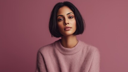 Fototapeta premium Soft Bob Haircut Native American Adult Woman Soft Light
