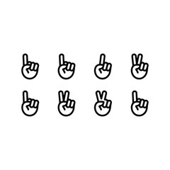 Fototapeta premium Hand gestures and music note symbols vector icon set