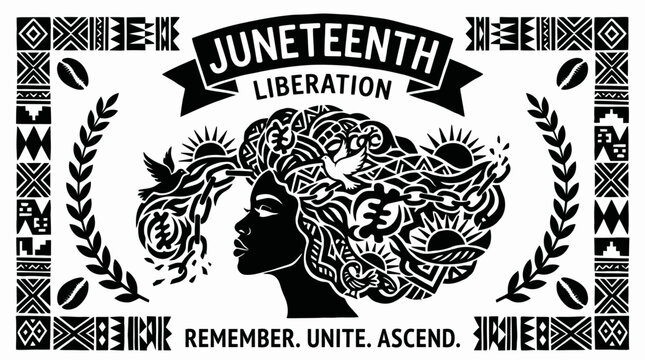 Juneteenth liberation celebration decorative logo.