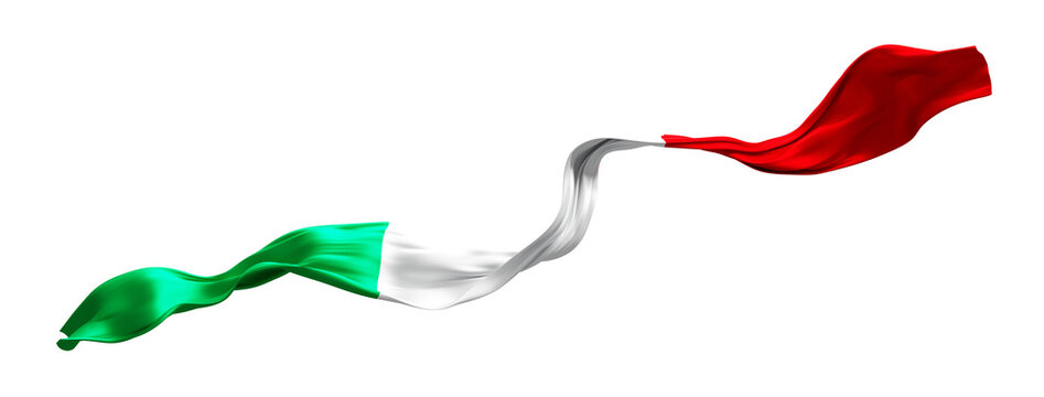 Italian flag isolated on transparent background Italy ribbon design 3D render