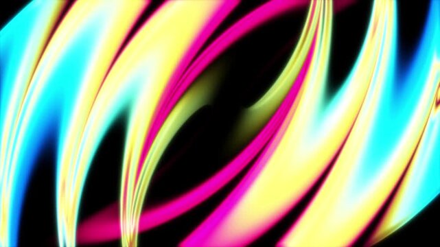 Abstract animation motion background mirror claw liquid red blue yellow glowing neon gradient 4k resolution video, suitable for ad product video, promotional, presentation video, stream opening, etc.