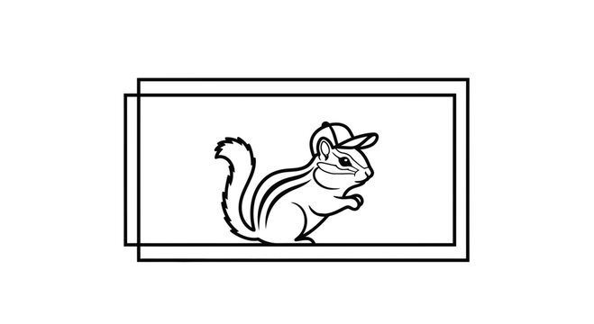 Cute Chipmunk Wearing Baseball Cap, Cartoon Style