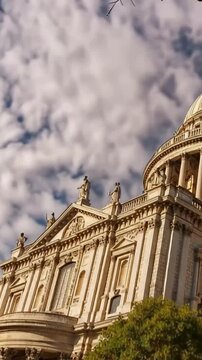 Saint Paul's Cathedral, London, England, United Kingdom. Time Lapse in vertical video