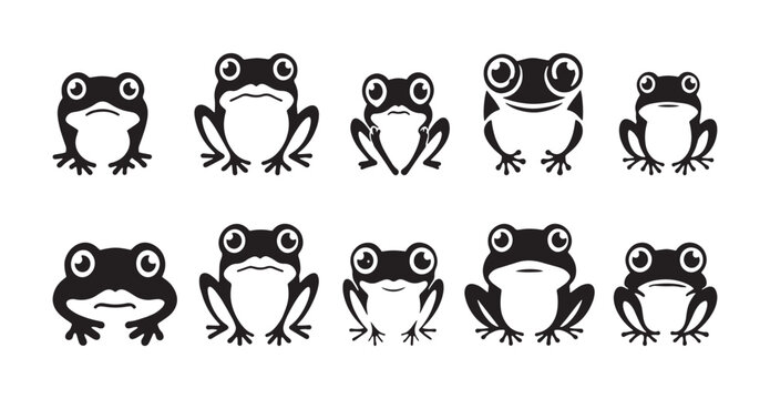 Funny Cartoon Frog Vector Set