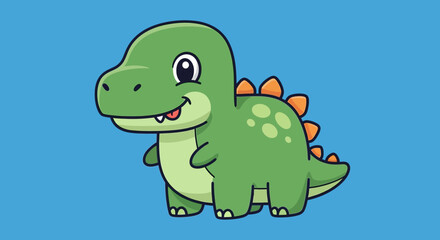Cute cartoon dinosaur, baby stegosaurus illustration, friendly prehistoric creature © Jisam