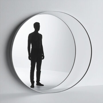 Silhouette of man in mirror