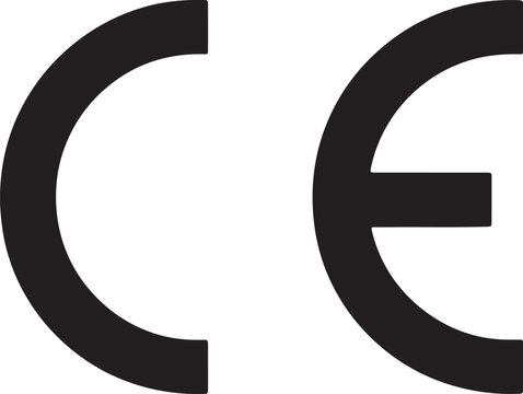 Black ce marking symbol on a clean white background, representing conformity and european standards also transparent background